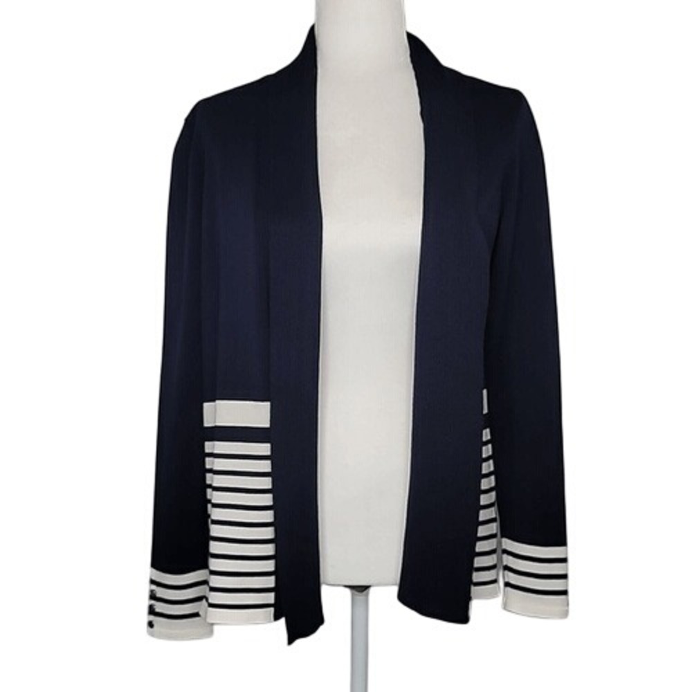 Roz & Ali Blue & White Long Sleeve Cardigan